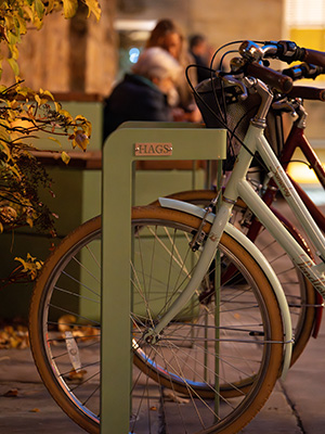 The Rosenlund bicyckle stand in a special green color.